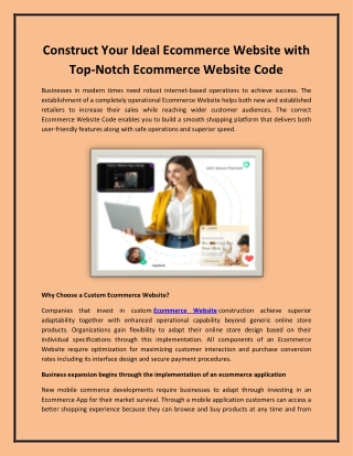 Construct Your Ideal Ecommerce Website with Top-Notch Ecommerce Website Code