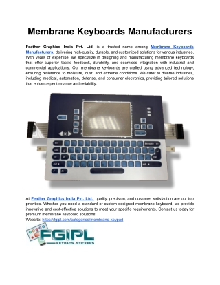 Membrane Keyboards Manufacturers