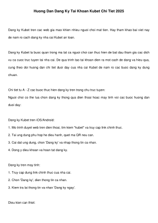 Step-by-Step Guide to Registering a Kubet Account – 2025 Update