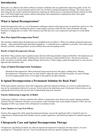 Is Spinal Decompression a Permanent Solution for Back Pain?