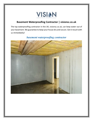 Basement Waterproofing Contractor  visionsc.co.uk