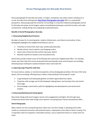 Drone Photography for Burnaby Real Estate