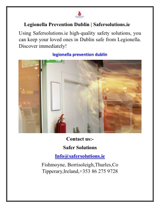 Legionella Prevention Dublin  Safersolutions.ie