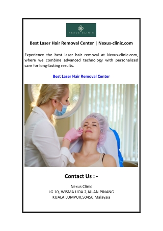 Best Laser Hair Removal Center  Nexus-clinic.com