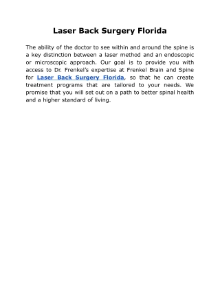 Laser Back Surgery Florida