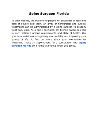 Spine Surgeon Florida