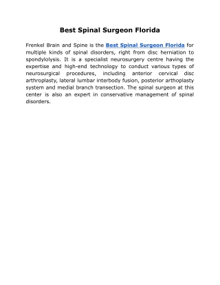 Best Spinal Surgeon Florida