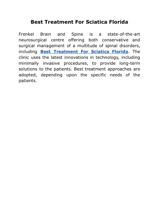 Best Treatment For Sciatica Florida