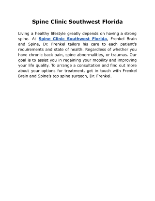 Spine Clinic Southwest Florida