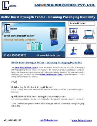 Bottle Burst Strength Tester – Ensuring Packaging Durability