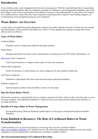 From Rubbish to Resource: How Cardboard Balers Transform Waste