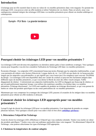 Comment intégrer des éclairages LED dans vos meubles présentoirs pour un effet m