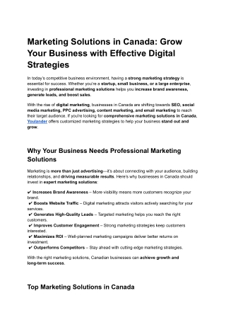 Marketing Solutions in Canada: Grow Your Business with Effective Digital Strateg