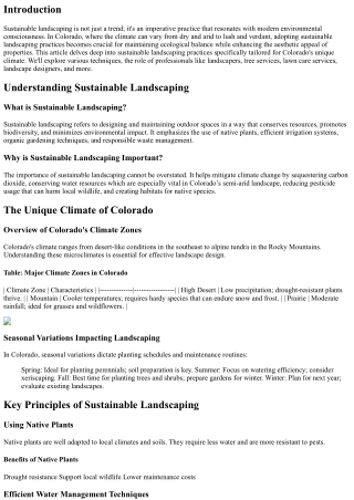 An Introduction to Sustainable Landscaping Practices in Colorado's Climate