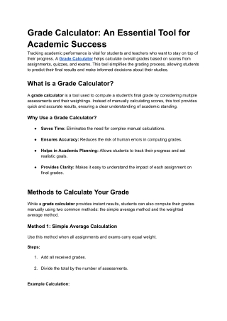 Grade Calculator_ An Essential Tool for Academic Success