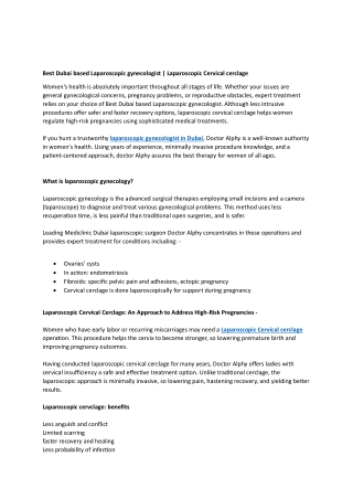 Best Dubai based Laparoscopic gynecologist