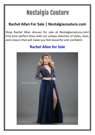 Rachel Allan For Sale Nostalgiacouture.com