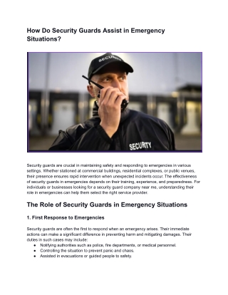 How Do Security Guards Assist in Emergency Situations?