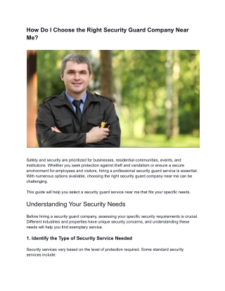 How Do I Choose the Right Security Guard Company Near Me?