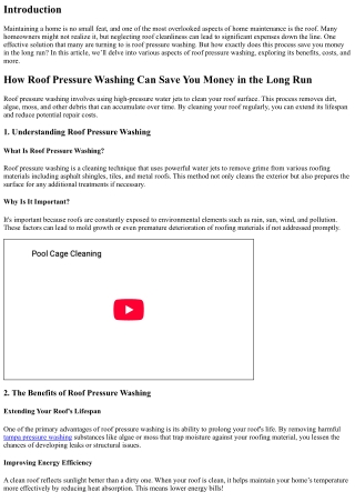 How Roof Pressure Washing Can Save You Money in the Long Run