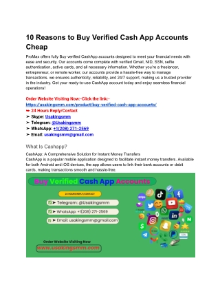 10 Reasons to Buy Verified Cash App Accounts Cheap