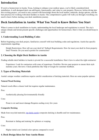 Deck Installation in Austin: What You Need to Know Before You Start