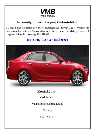 Innvendig bilvask Bergen Vaskminbil.no