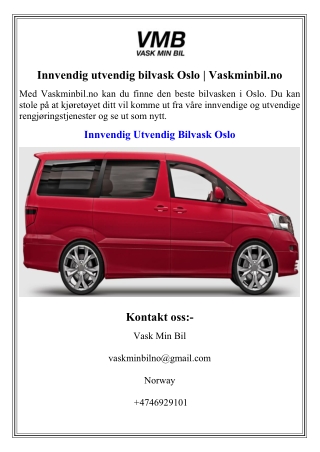 Innvendig utvendig bilvask Oslo  Vaskminbil.no
