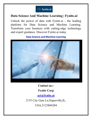 Data Science And Machine Learning  Fynite.ai