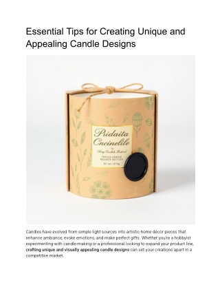 Essential Tips for Creating Unique and Appealing Candle Designs