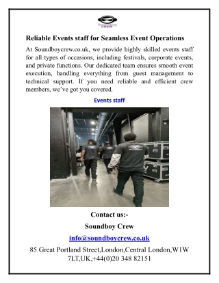 Reliable Events staff for Seamless Event Operations