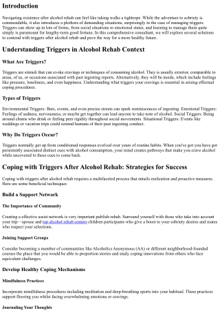 Coping with Triggers After Alcohol Rehab: Strategies for Success