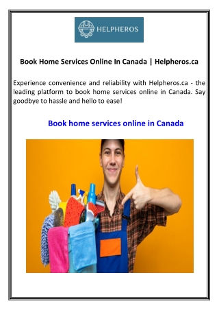 Book Home Services Online In Canada Helpheros.ca