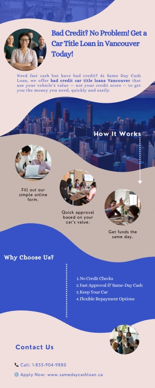 Bad Credit Car Title Loans Vancouver 1-855-904-9880