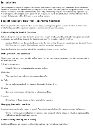 Facelift Recovery Tips from Top Plastic Surgeons