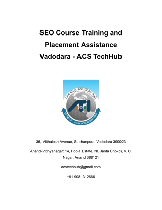 SEO Course Training and Placement Assistance Vadodara - ACS TechHub