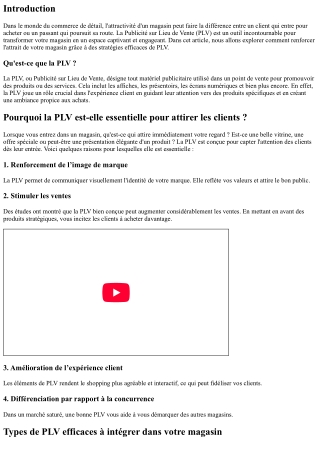 “Rendez votre Magasin Plus Attrayant avec une Bonne PLV”