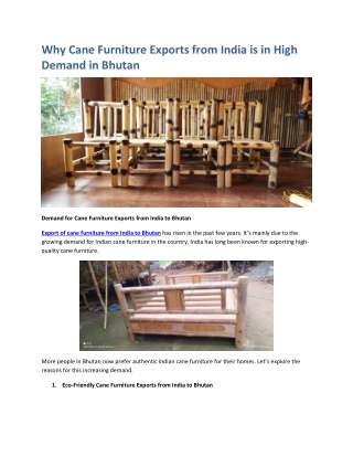Why Cane Furniture Exports from India is in High Demand in Bhutan