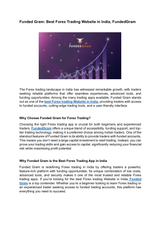 Funded Gram: Best Forex Trading Website in India, FundedGram