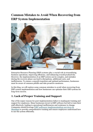 Common Mistakes to Avoid When Recovering from ERP System Implementation