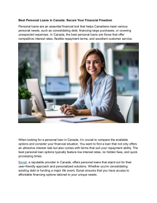 Best Personal Loans in Canada- Secure Your Financial Freedom