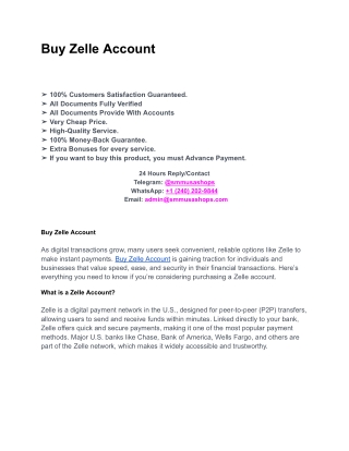 Buy Zelle Account