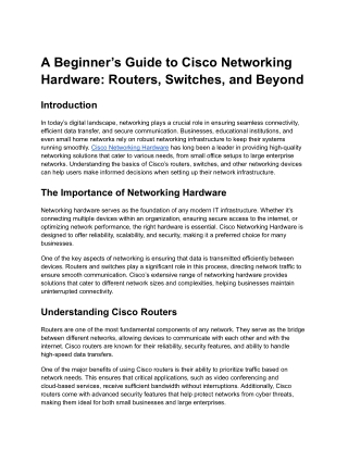 A Beginner’s Guide to Cisco Networking Hardware_ Routers, Switches, and Beyond