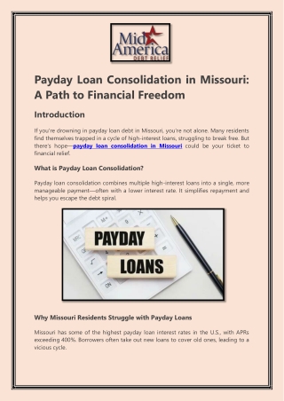 Payday Loan Consolidation in Missouri A Path to Financial Freedom
