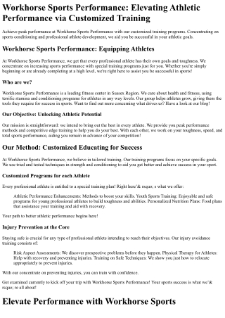 Workhorse Sports Performance