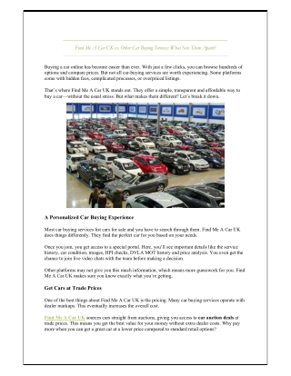 Find Me A Car UK vs. Other Car Buying Services What Sets Them Apart?