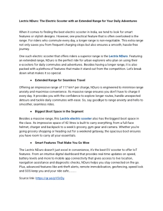 Lectrix NDuro The Best Lectrix Electric Scooter for You