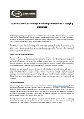 Lazerinio 3D skenavimo privalumai projektavime ir statybų aikštelėse