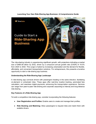 Launching Your Own Ride-Sharing App Business - A Comprehensive Guide