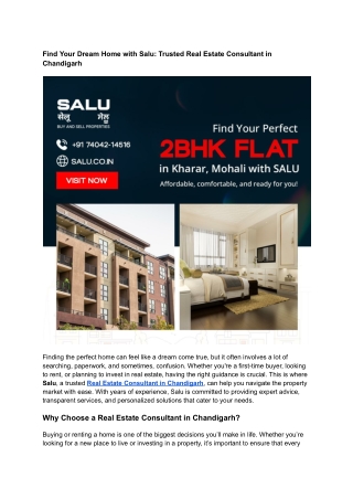 Find Your Dream Home with Salu_ Trusted Real Estate Consultant in Chandigarh